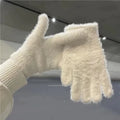 Lovely Coral Velvet Fingerless Warm Furry Gloves Women Men Korean Style Winter Snow Versatile Plush Thickened Cold-Proof Gloves